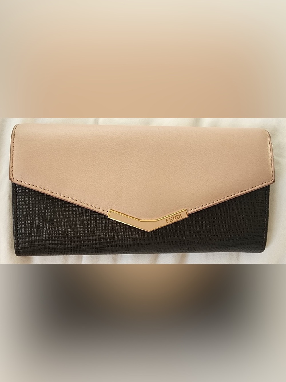 Fendi Women's Bicolor Leather Continental Wallet - Blush & Grey with Gold-Tone